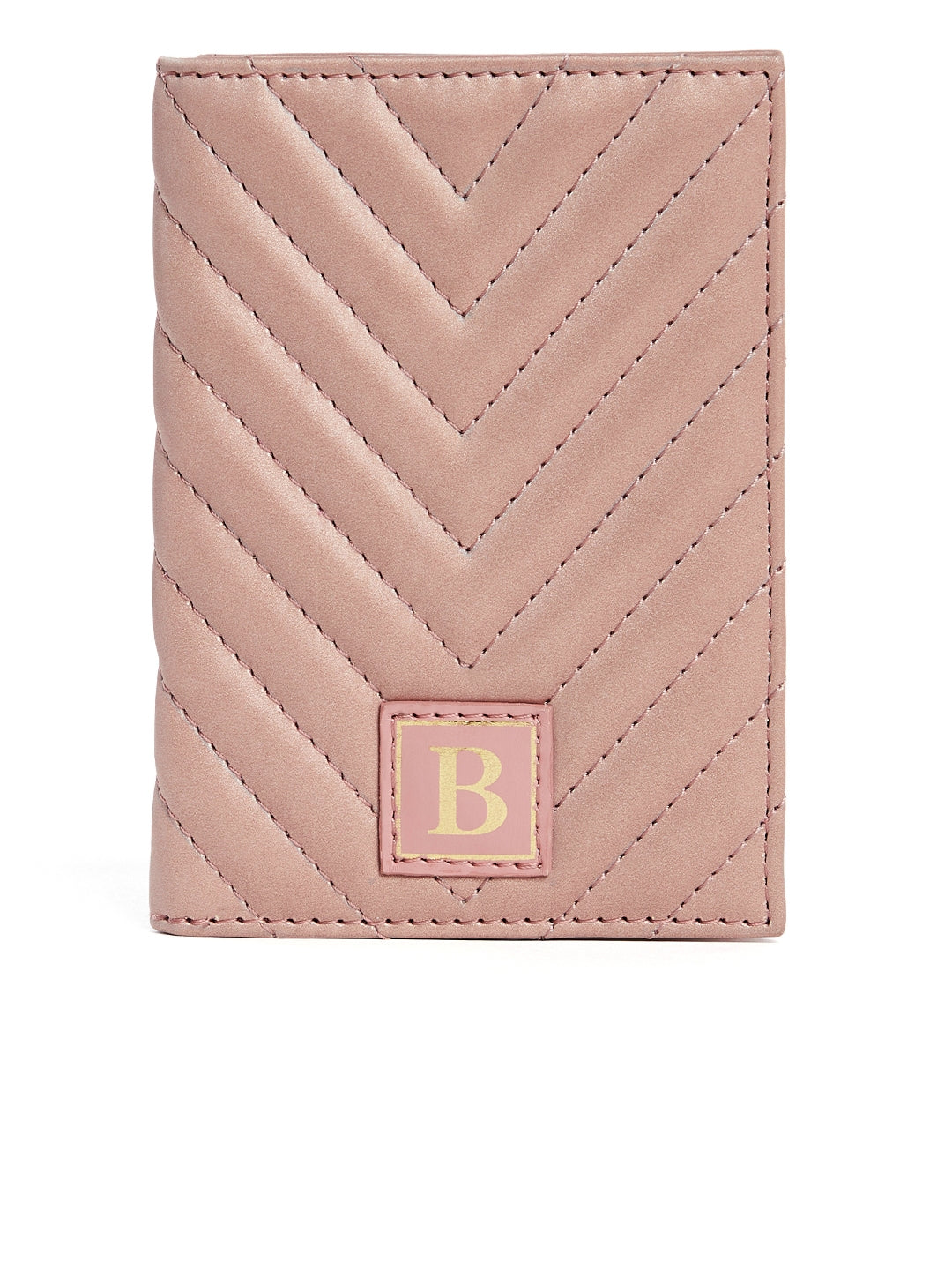 Berrylush Women Pink Quilted Pattern Synthetic Leather Long Passport Holder